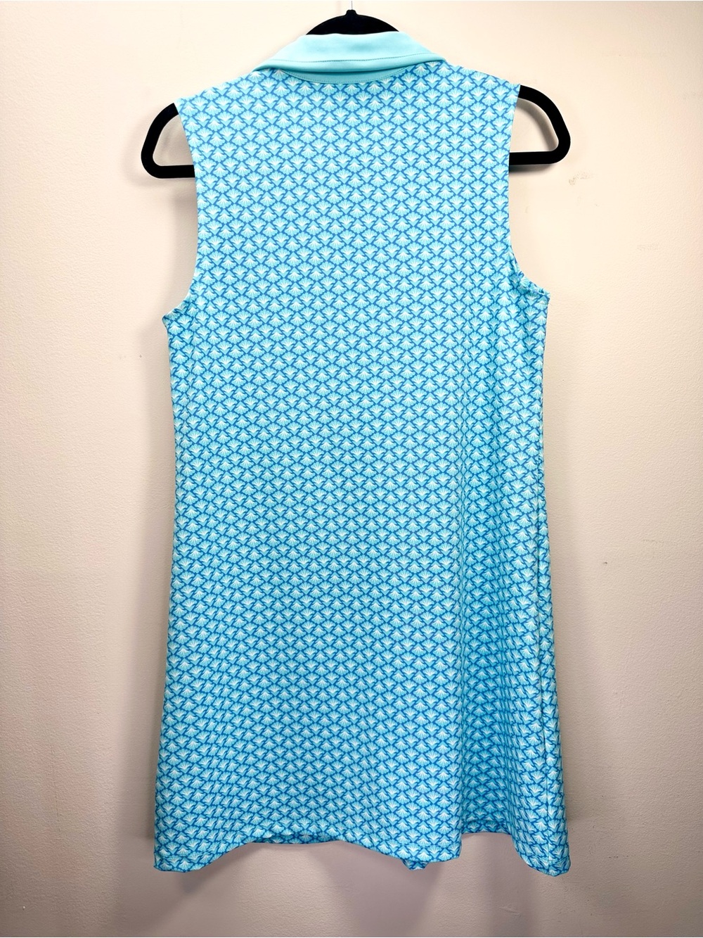Sigrid Olsen Aqua Blue Patterned Collared Sleeveless Golf Tennis Dress, Medium - Picture 2 of 12